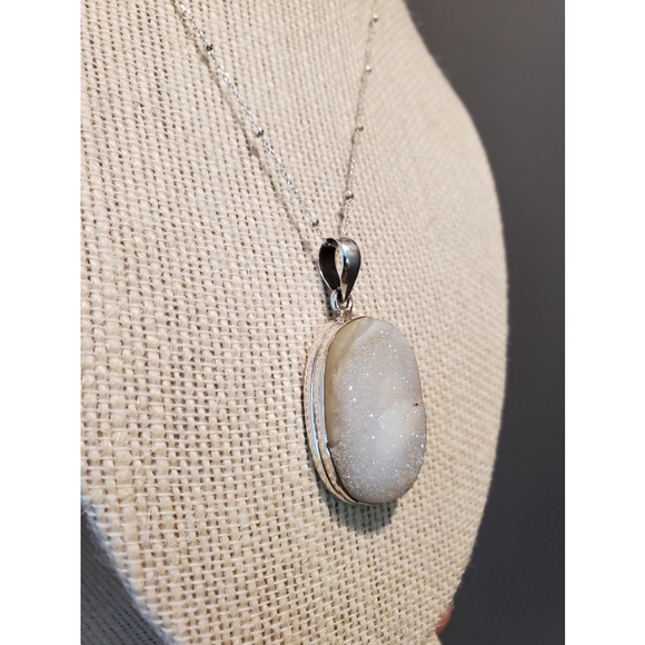 Sterling Silver 925 Large Druzy Pendant - Picture 3 of 7